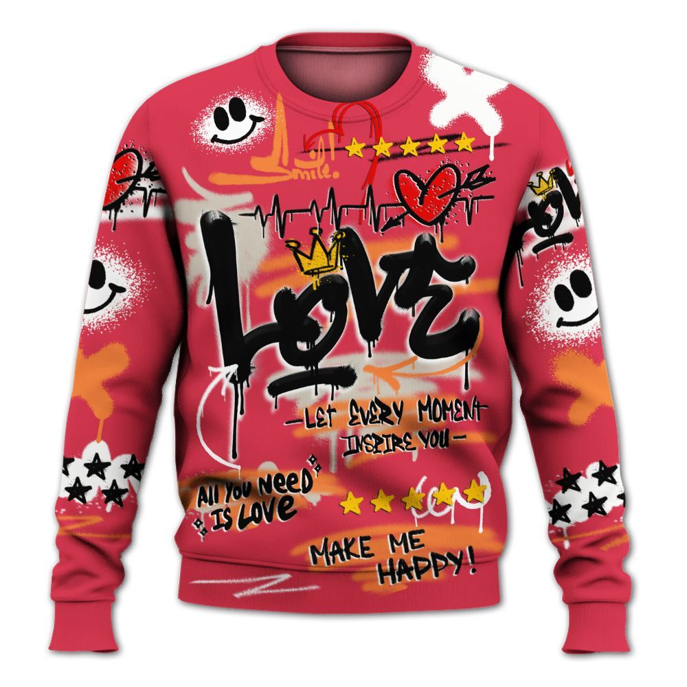 Sweatshirt To Match Air Max Portal Bright Ceramic - Happy Love Beats Graffiti Streetwear All Over Print