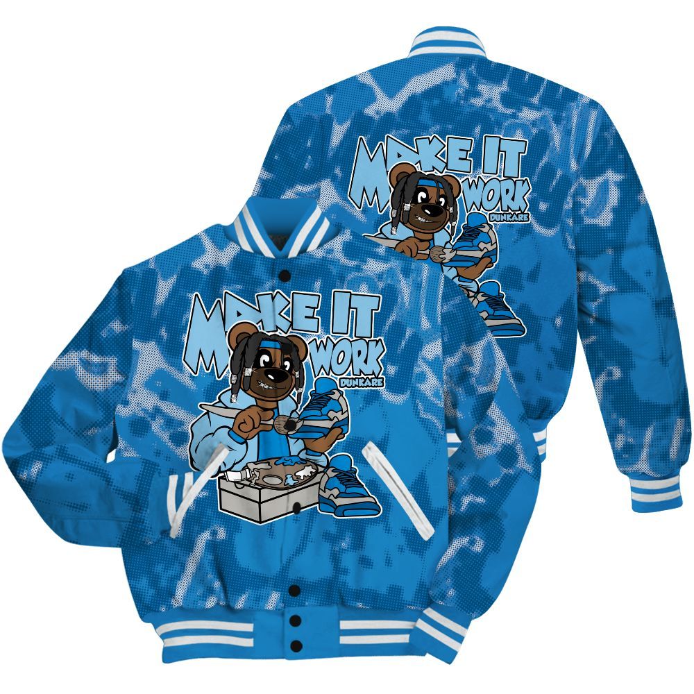 Varsity Jacket To Match Industrial Blue 4s Shirt - Pull It Off Bear Street All Over Print