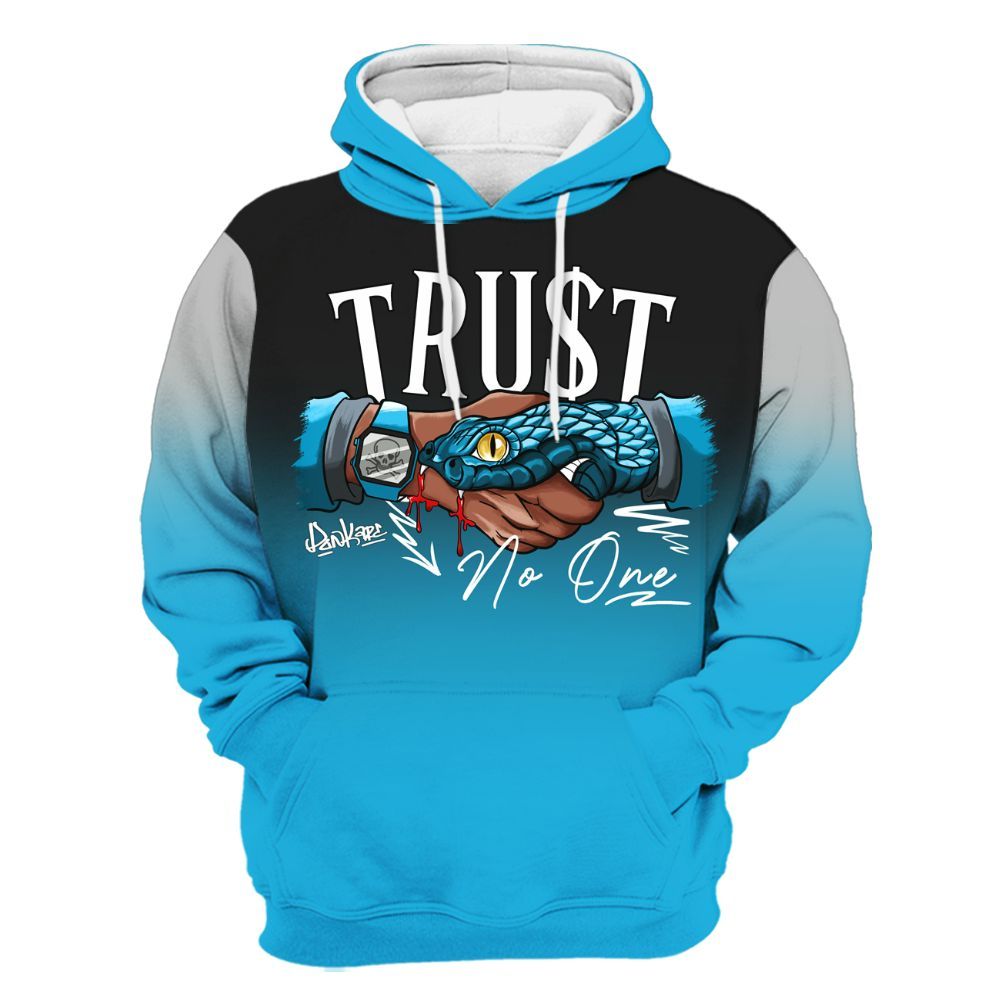 Hoodie To Match Black University Blue 2026 14s - Snake Trust No One Drip All Over Print