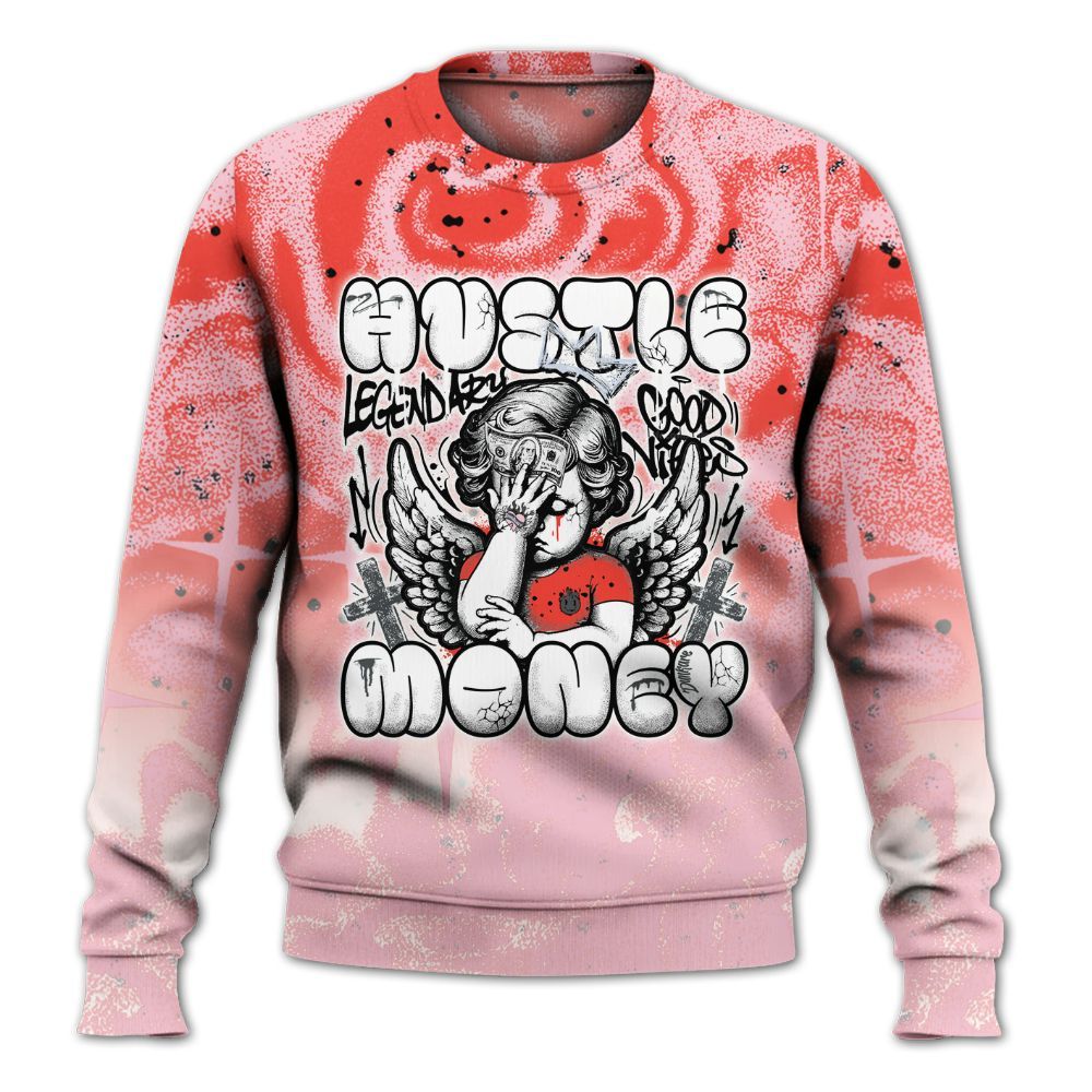 Sweatshirt To Match Retro Awake Arctic Pink - Angel Hustle Money All Over Print