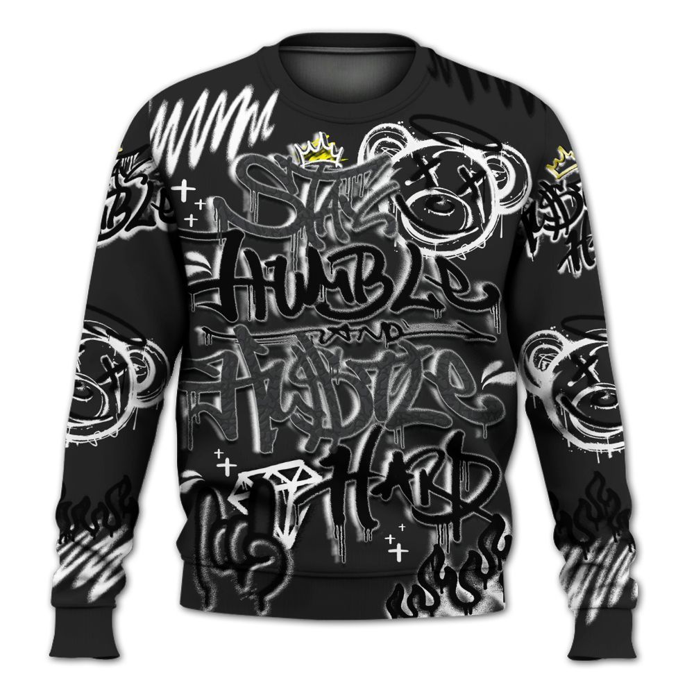 Sweatshirt To Match Black Cat 3s - Humble Drip Streetwear Graffity All Over Print