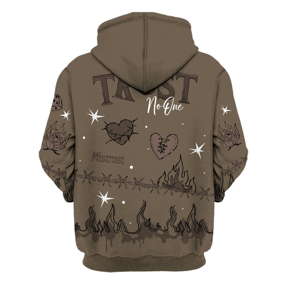 Hoodie To Match AMM Dark Mocha 4s - Trust No One Snake-Bite Doodle Crayon All Over Print