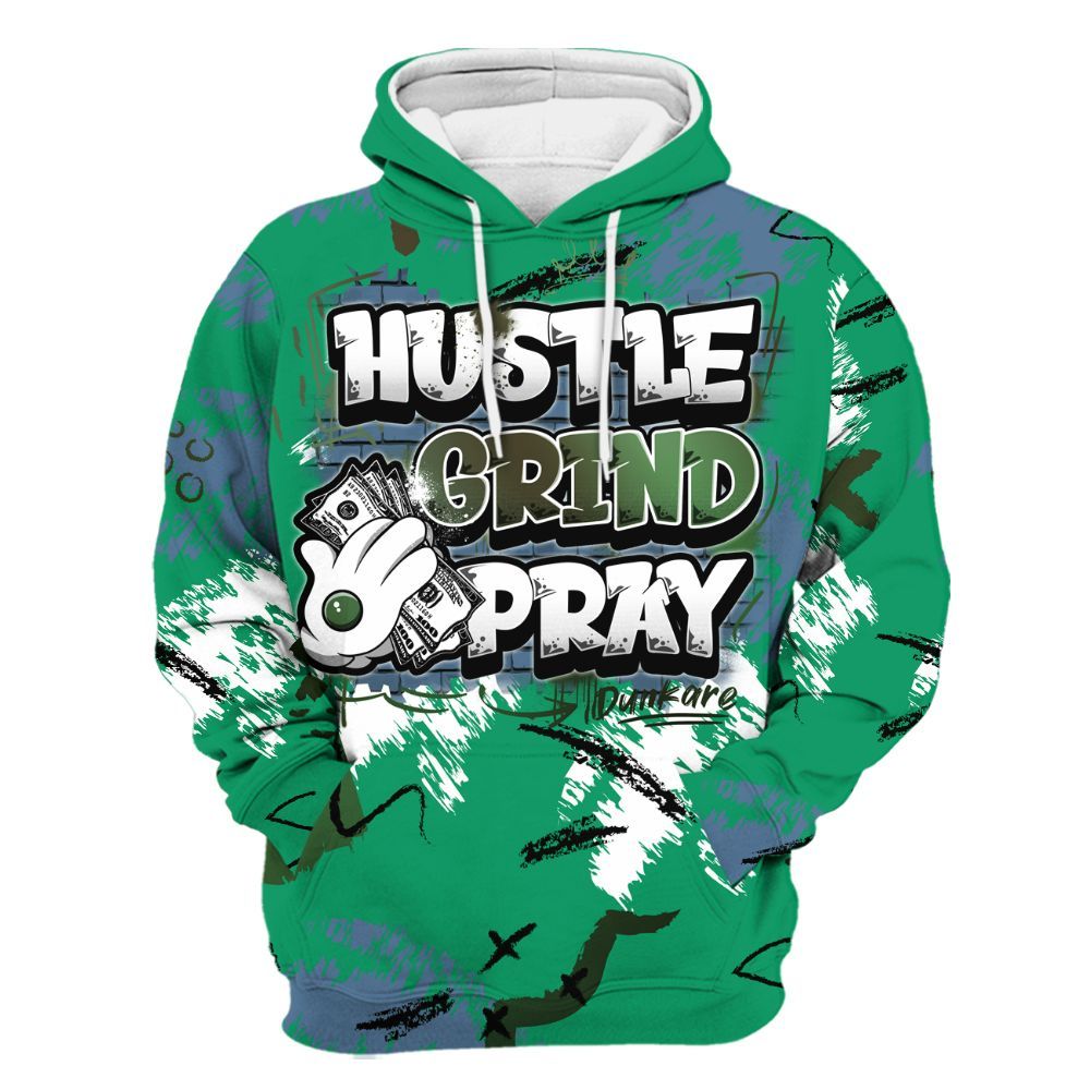 Hoodie To Match Foamposite Pro Pine Green 2025 - Hustle Grind Pray Graphic Street Style All Over Print