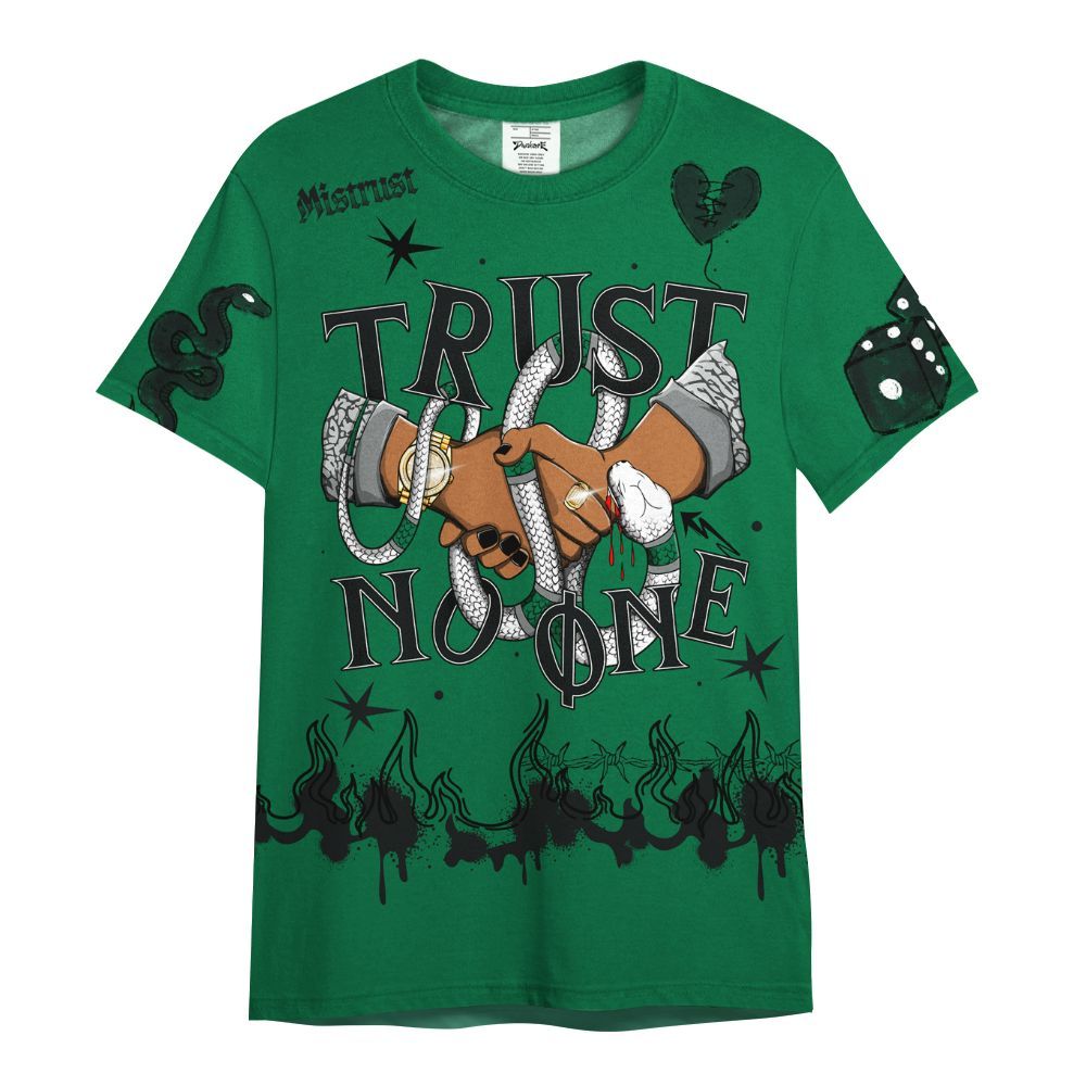 Shirt To Match Pine Green 3s - Trust No One Snake-Bite Doodle Crayon All Over Print
