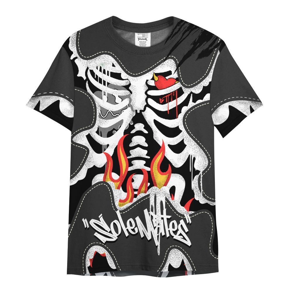 Shirt To Match White Thunder 4s - Skeleton Burning Heart Drip All Over Print