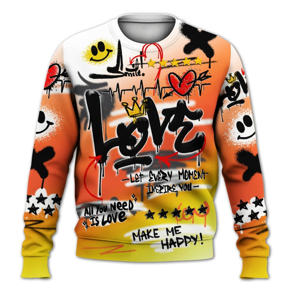 Sweatshirt To Match Dunk High Candy Corn - Happy Love Beats Graffiti Streetwear All Over Print