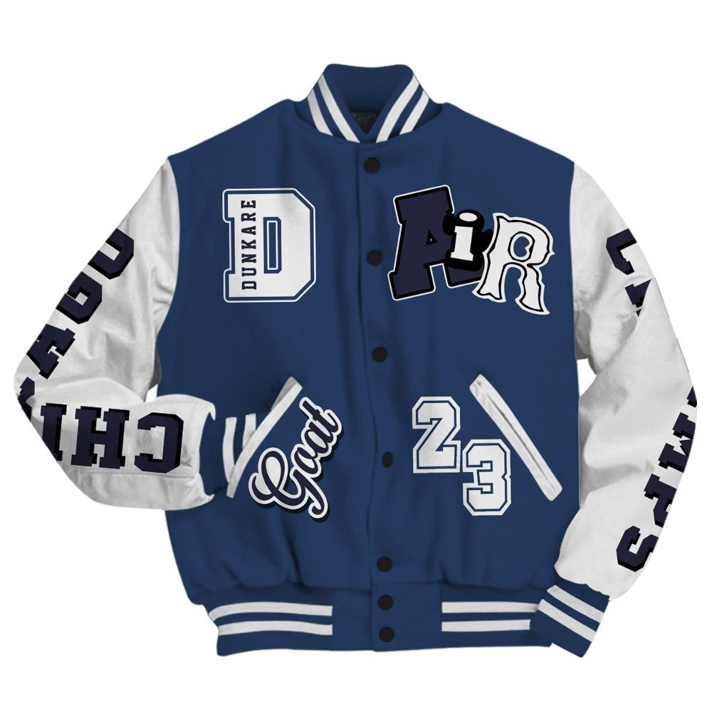 Varsity Jacket To Match Low 85 Metallic Blue 1s - AIR Number 23 GOAT All Over Print