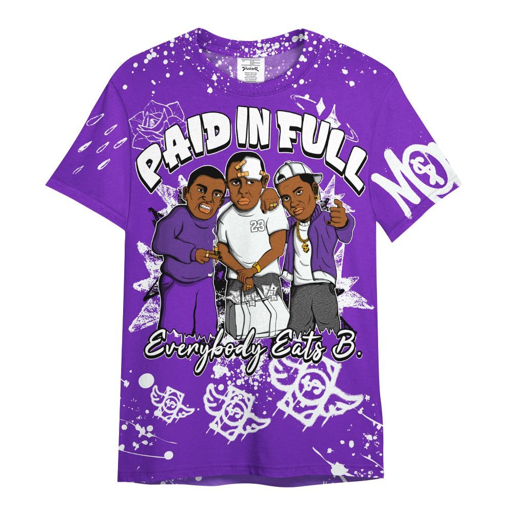 Shirt To Match Retro Dark Iris 3s - Everybody Paid In Full Crayon All Over Print