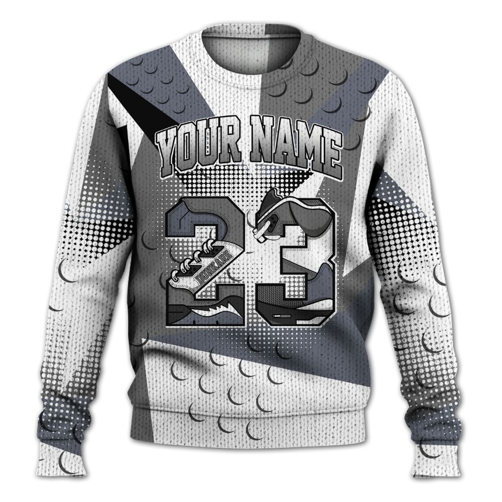Knitted Sweater To Match Cool Grey 6s - Poly Custom Name Number 23 5s