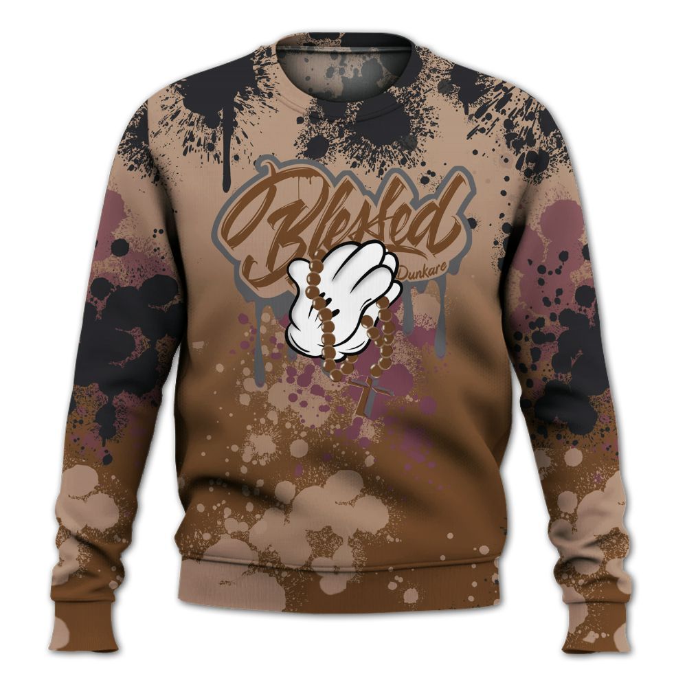 Sweatshirt To Match Archaeo Brown 3s - God Blessed Ink Drip All Over Print