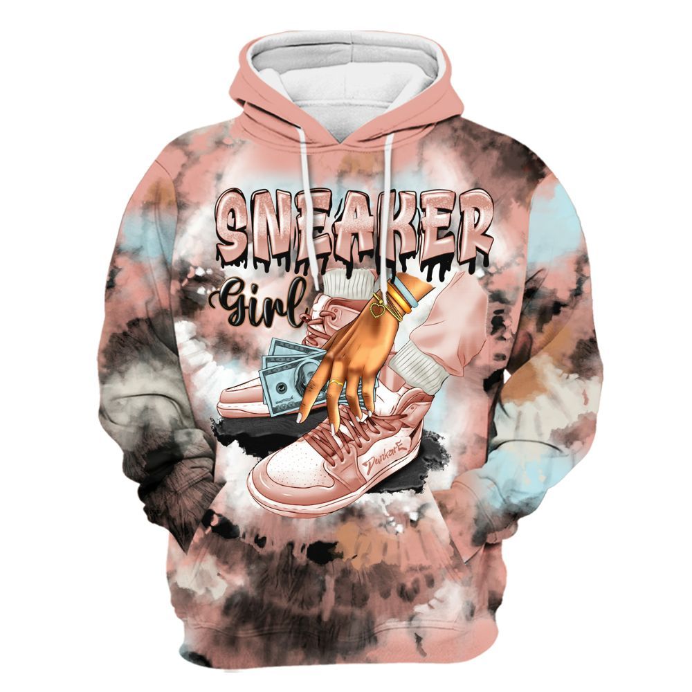 Hoodie To Match Dunk Low Glacier Arctic - SNEAKER Girl Money Drip Tie Dye All Over Print