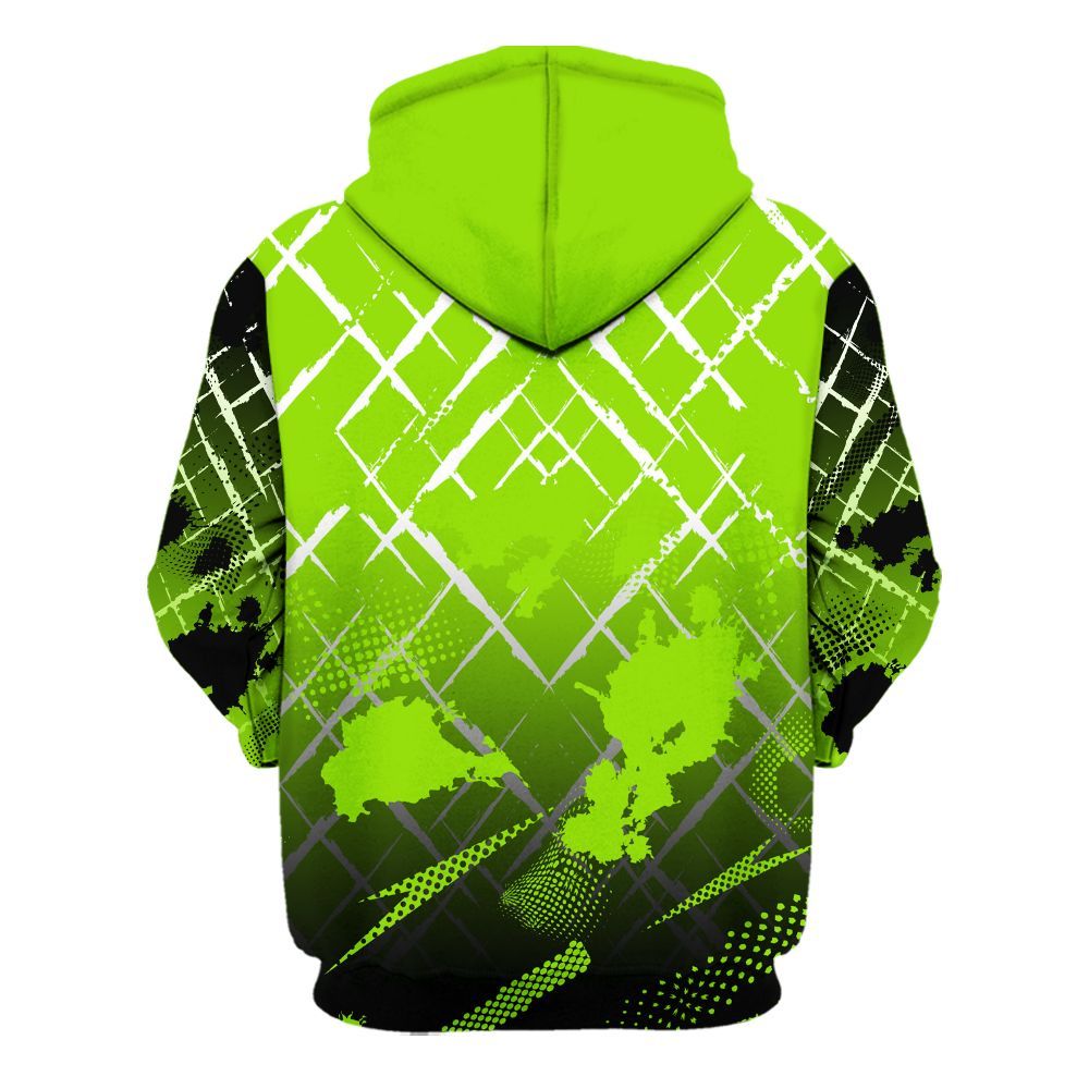 Hoodie To Match Electric Green 6s - Halftone Stand Business Dripping All Over Print