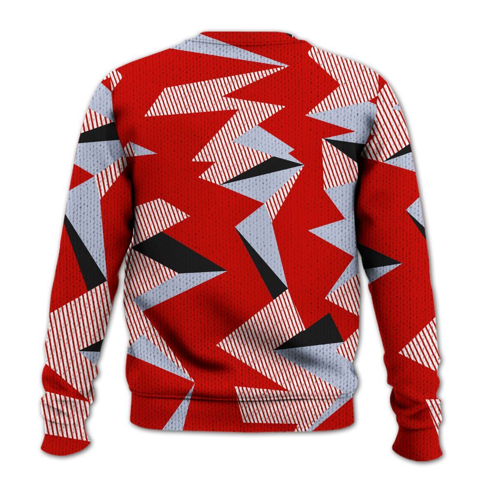 Knitted Sweater To Match Fire Red 6s - Geometric Camouflage Pattern