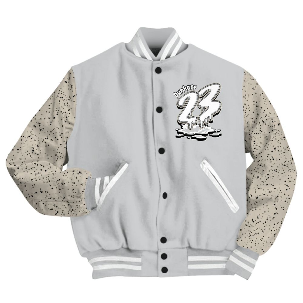 Varsity Jacket To Match Metallic Silver 2024 5s - Custom Name 23 Drip All Over Print