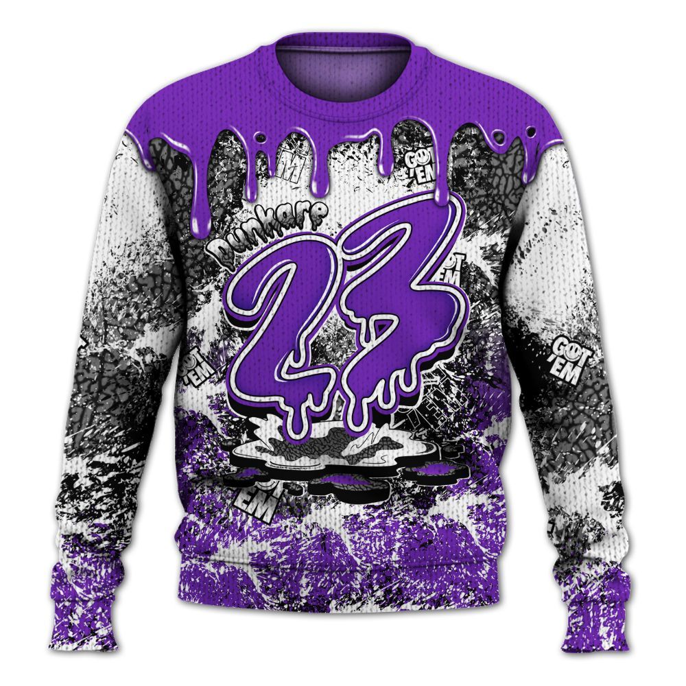 Knitted Sweater To Match Retro Dark Iris 3s - Dripping 23 Drip