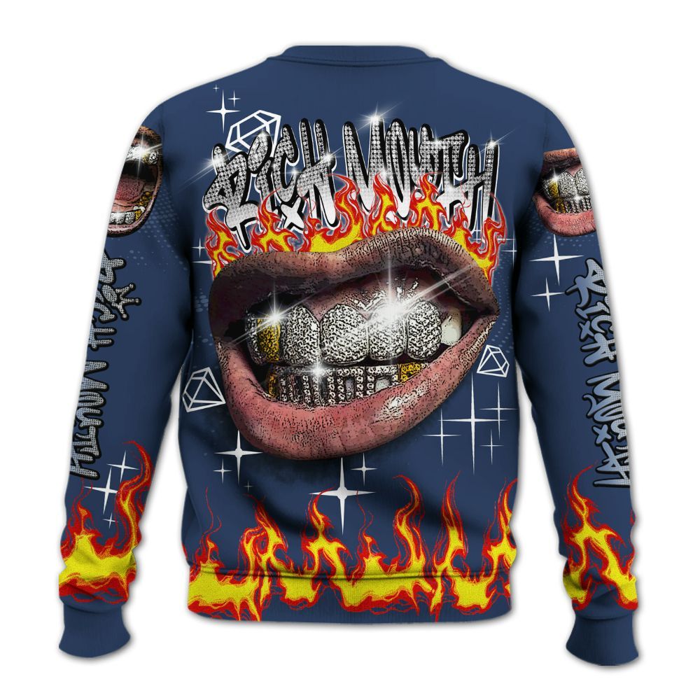 Sweatshirt To Match Low 85 Metallic Blue 1s - Rich Mouth Fire Rap Retro 90s All Over Print