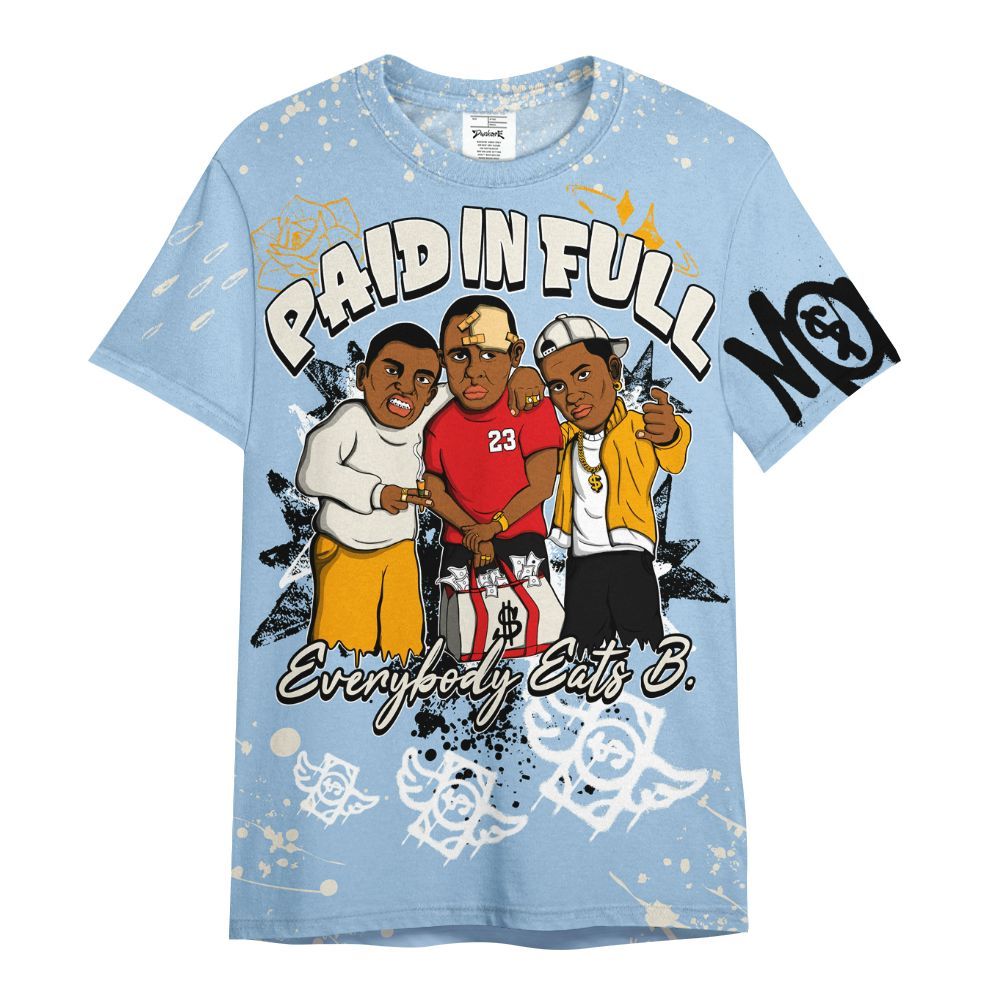 Shirt To Match Retro High OG Pale Ivory Psychic Blue 1s - Everybody Paid In Full Crayon All Over Print