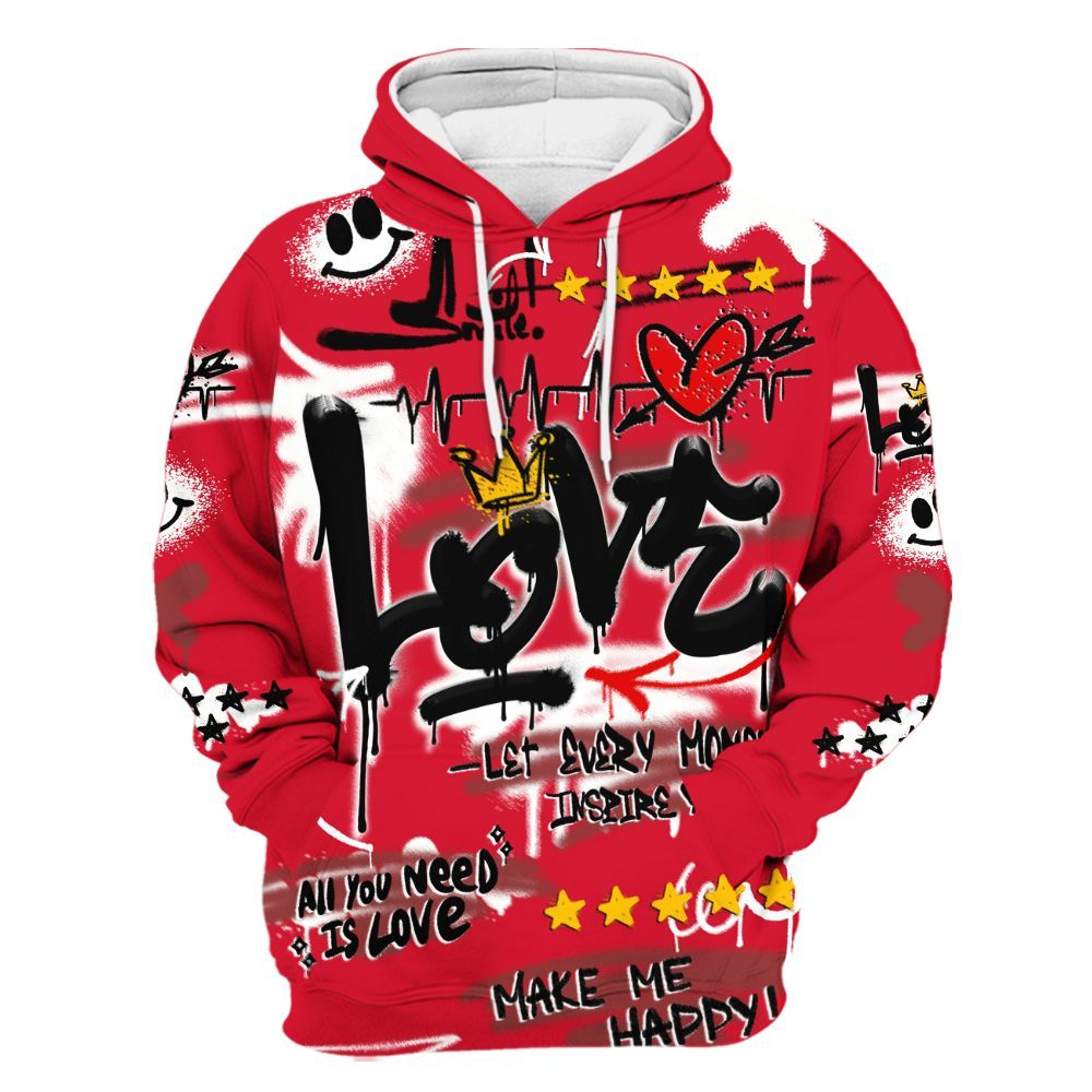 Hoodie To Match Air Max Sunder Gore Tex Fire Red - Happy Love Beats Graffiti Streetwear All Over Print