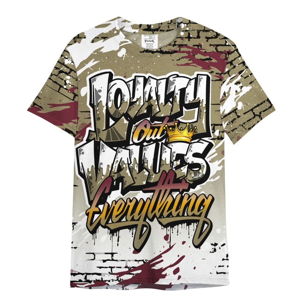 Shirt To Match Black Olive 7s - Values Of Loyalty Drip All Over Print