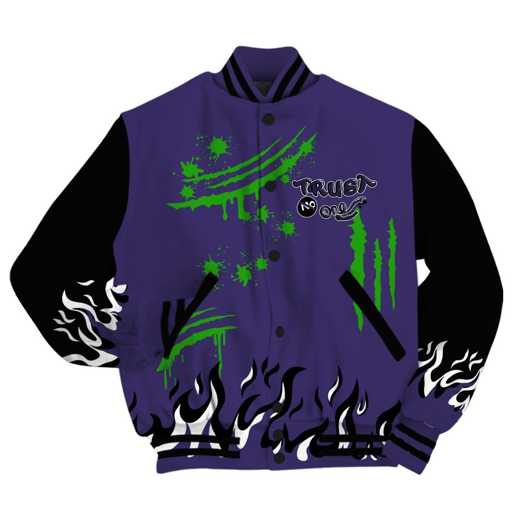 Varsity Jacket To Match Retro Court Purple 13s - Graphic Trust No One All Over Print