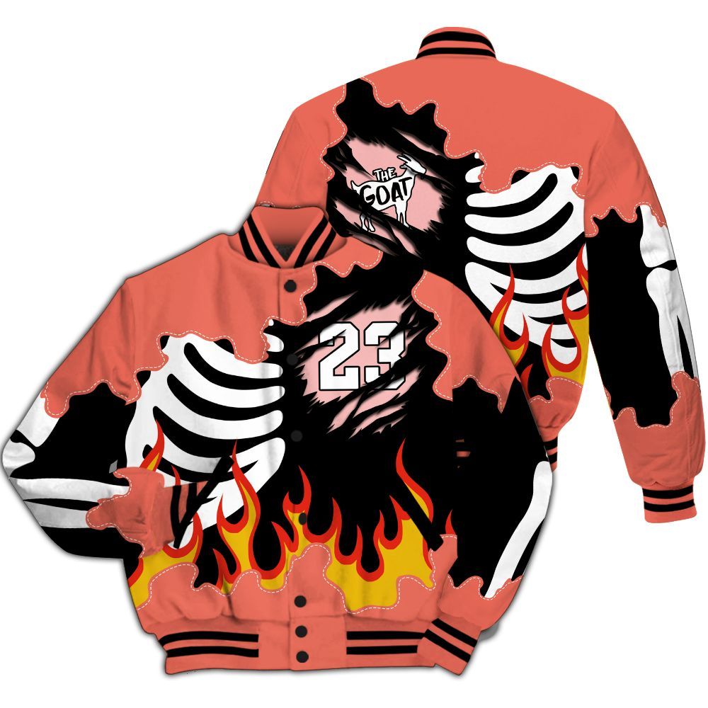 Varsity Jacket To Match Low OG PSG 1s - Burning Skeleton 23 G.O.A.T All Over Print