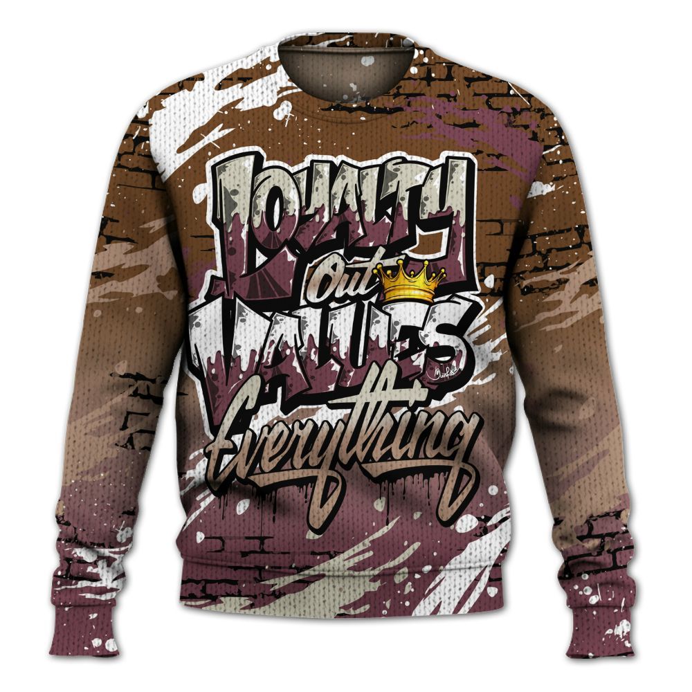 Knitted Sweater To Match Archaeo Brown 3s - Values Of Loyalty Drip