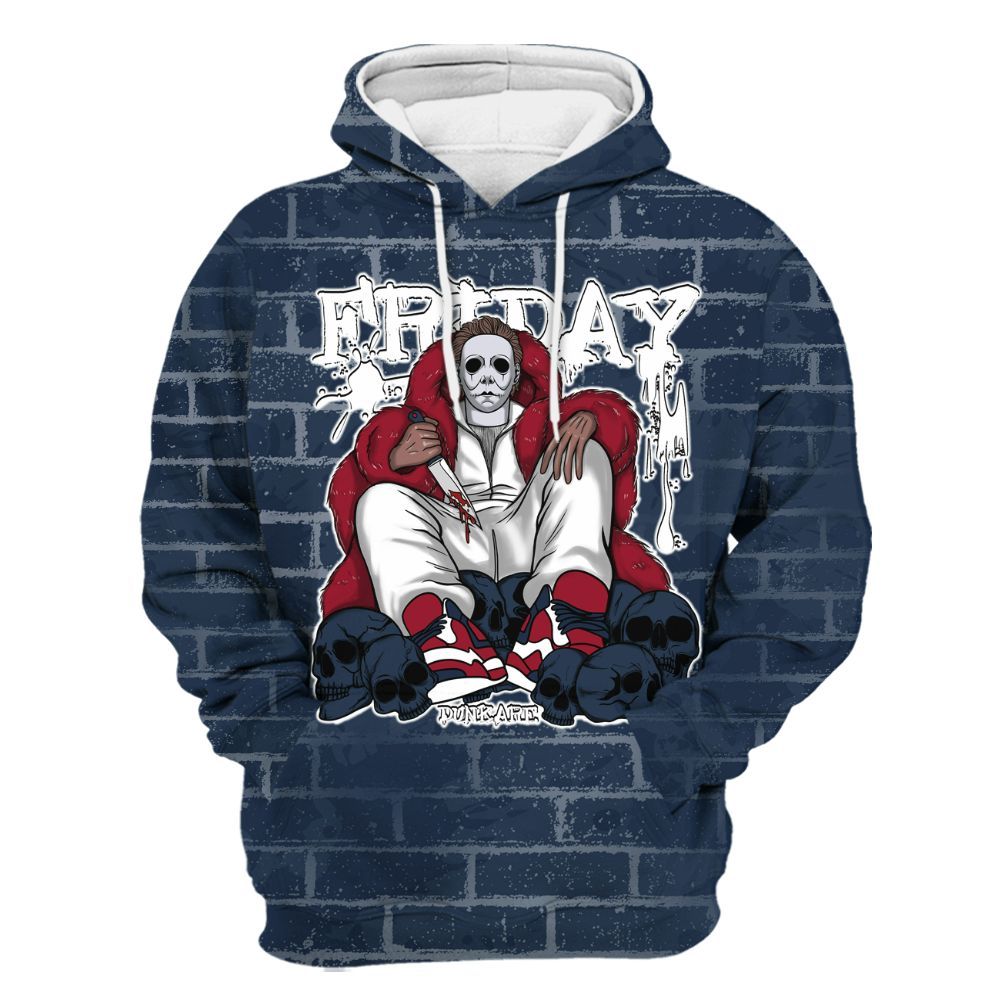 Hoodie To Match White Midnight Navy 6s - Friday Brick All Over Print