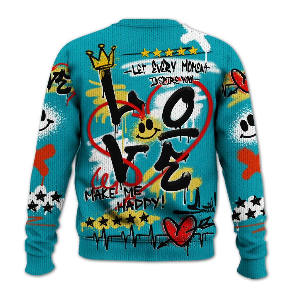 Knitted Sweater To Match Dunk Low KD 17 N7 - Happy Love Beats Graffiti Streetwear