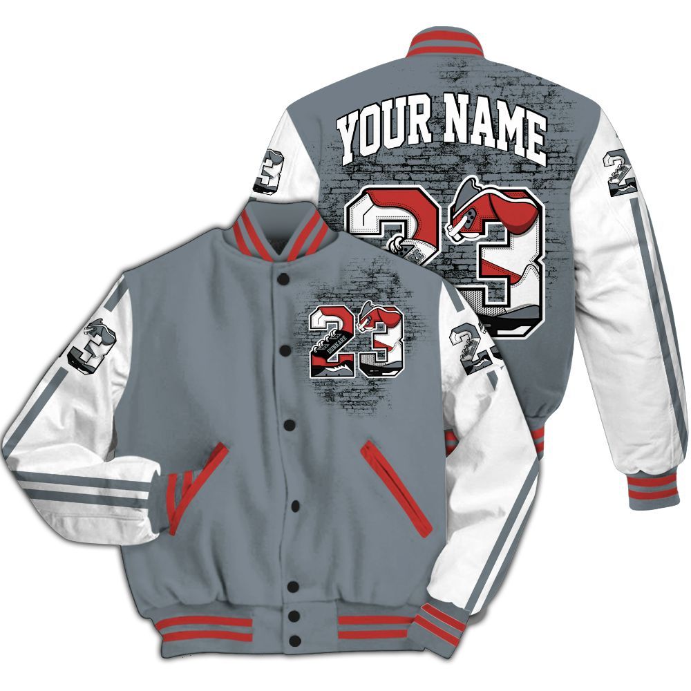 Varsity Jacket To Match Wolf Grey 13s - Custom Name Number 23 5s All Over Print