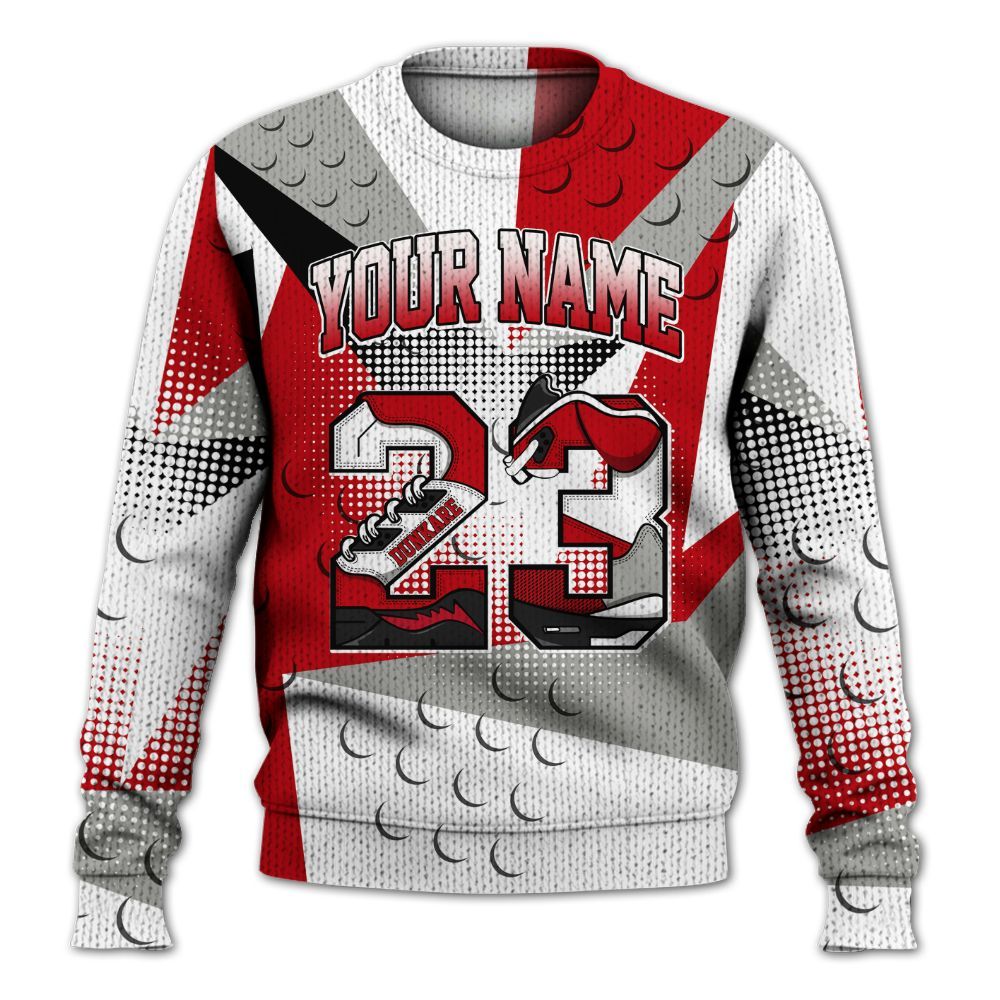 Knitted Sweater To Match Air Griffey Max Gray Reds 1s - Poly Custom Name Number 23 5s