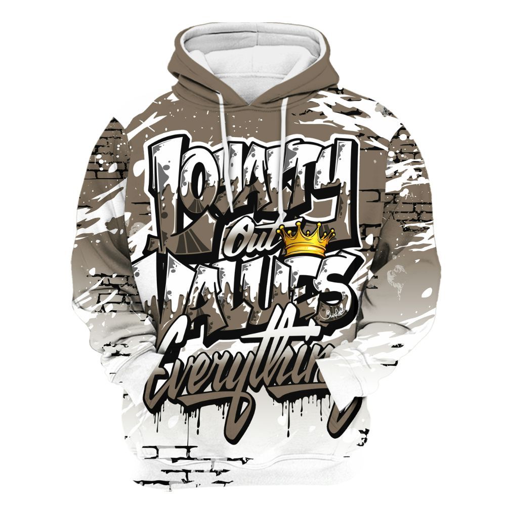 Hoodie To Match Low OG Dark Mocha 1s - Values Of Loyalty Drip All Over Print
