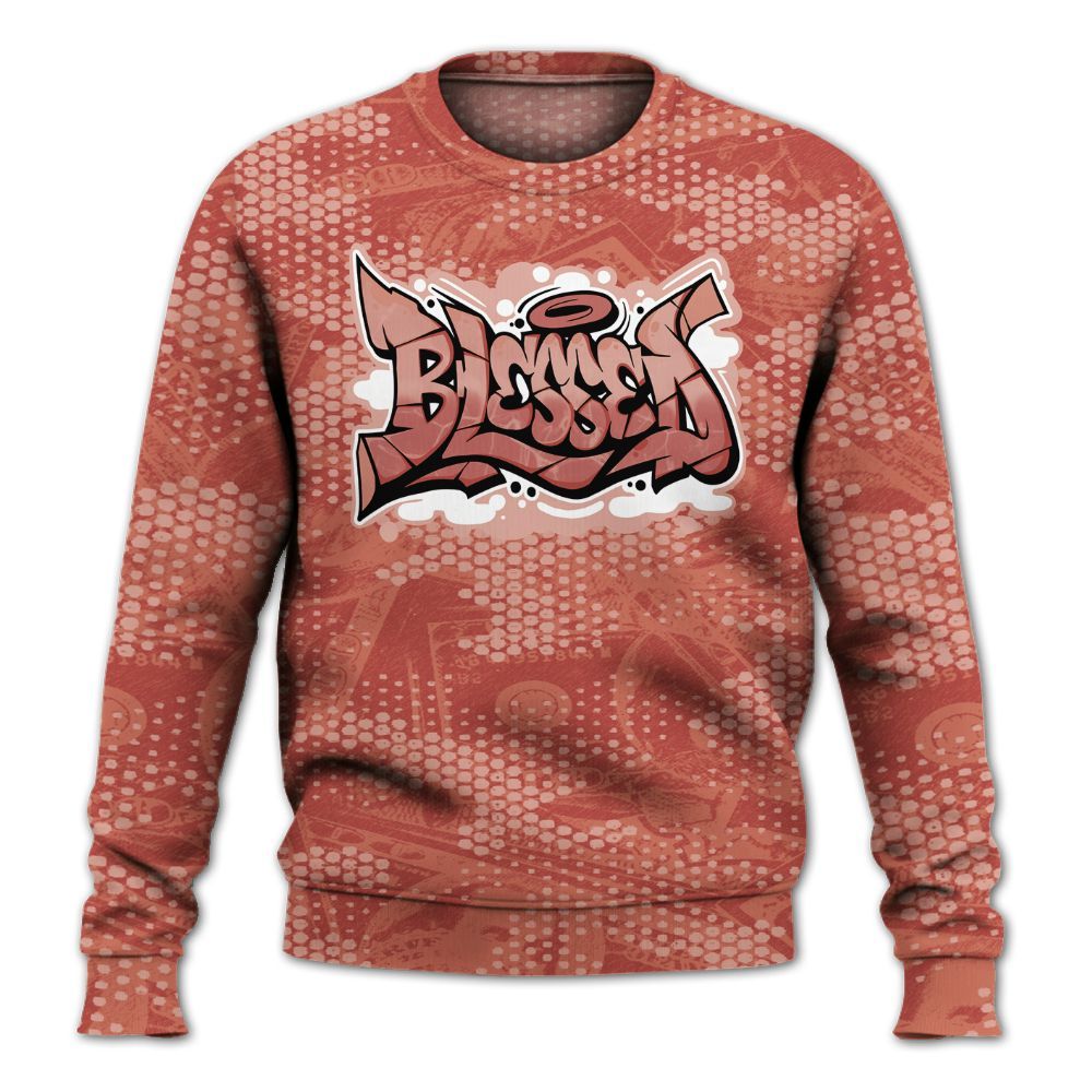 Sweatshirt To Match Dune Red 13s - Blessing Graphic Banknotes All Over Print