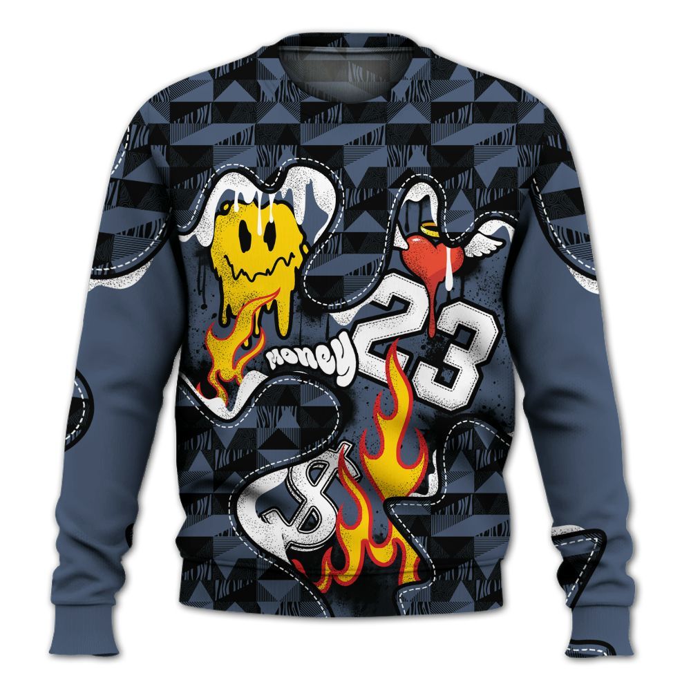 Sweatshirt To Match Low Diffused Blue 11s - 23 Smile Burning Heart All Over Print