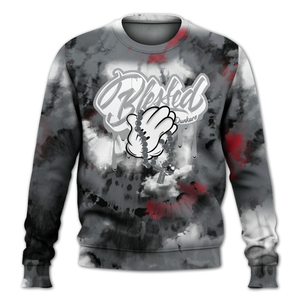 Sweatshirt To Match Retro Fire Red 9s - God Blessed Tie Dye All Over Print