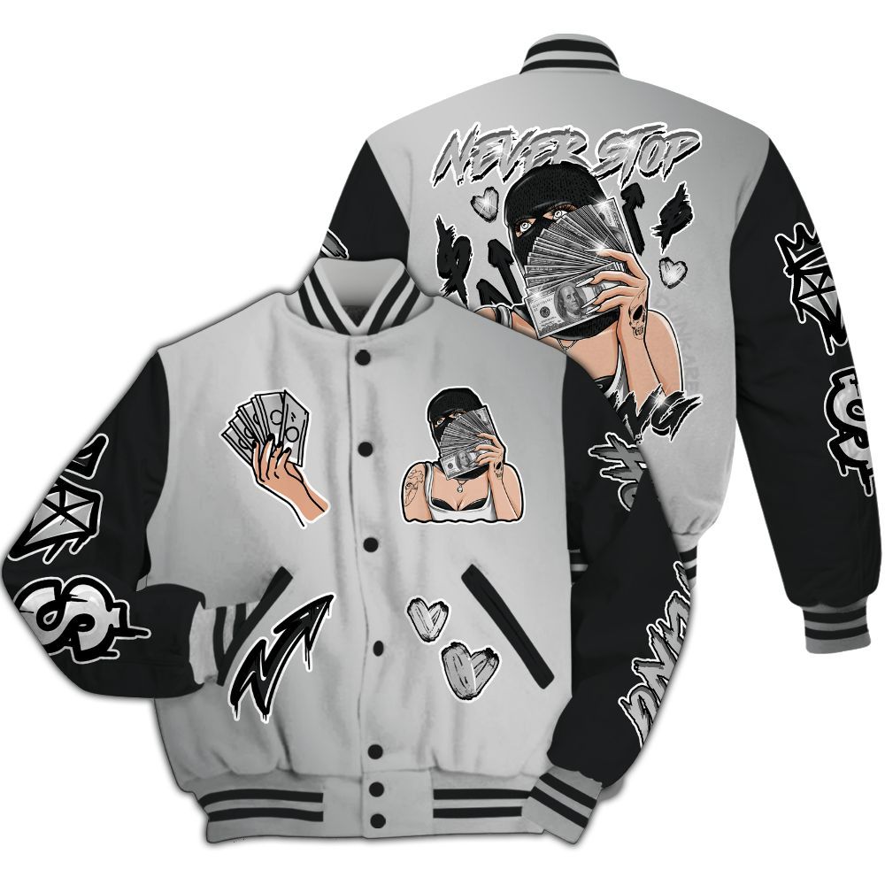 Varsity Jacket To Match Metallic Silver 14s - Hustling Unique All Over Print