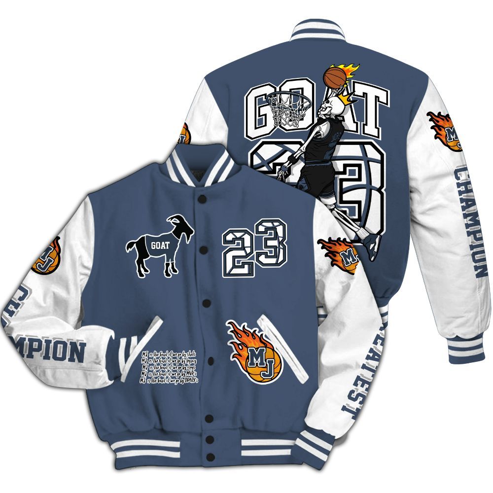 Varsity Jacket To Match Low Diffused Blue 11s - 23 G.0.A.T Jump Up Basketball All Over Print