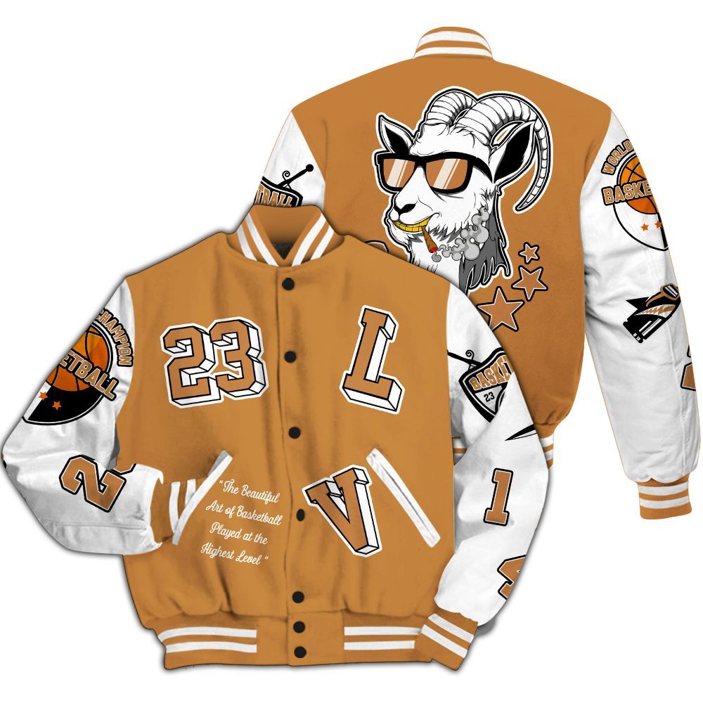 Varsity Jacket To Match Dunk Low Nature Wheat Suede - The GOAT Got Em Streetwear All Over Print