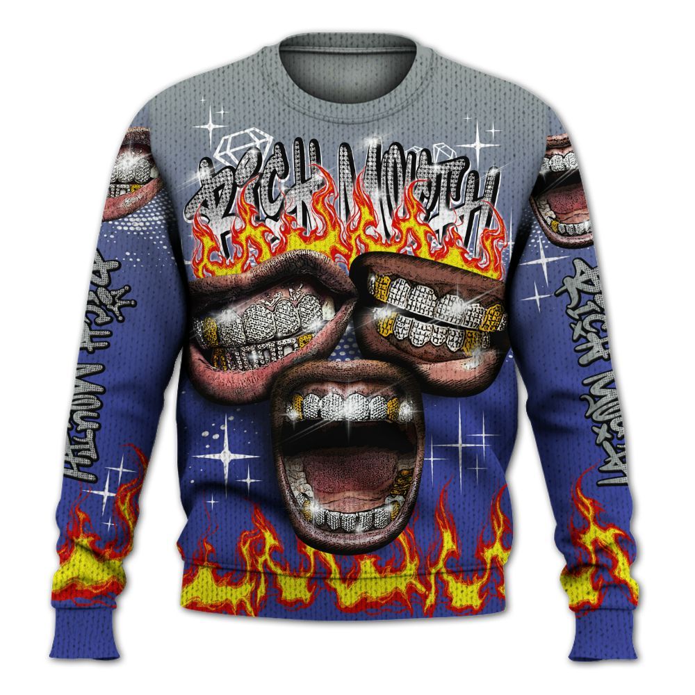 Knitted Sweater To Match Shox TL Royal - Rich Mouth Fire Rap Retro 90s