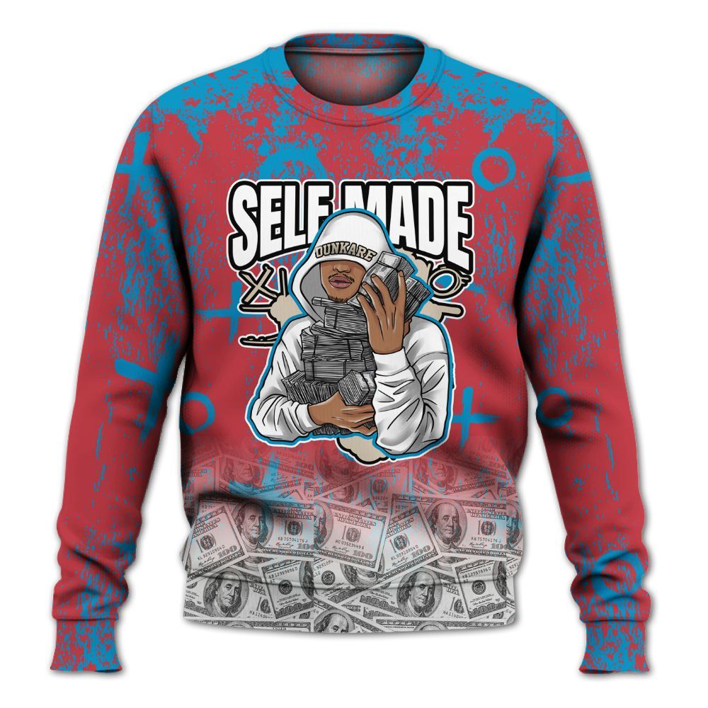 Sweatshirt To Match High OG University Red Dark Powder Blue 1s - Selfmade Unique Grunge All Over Print