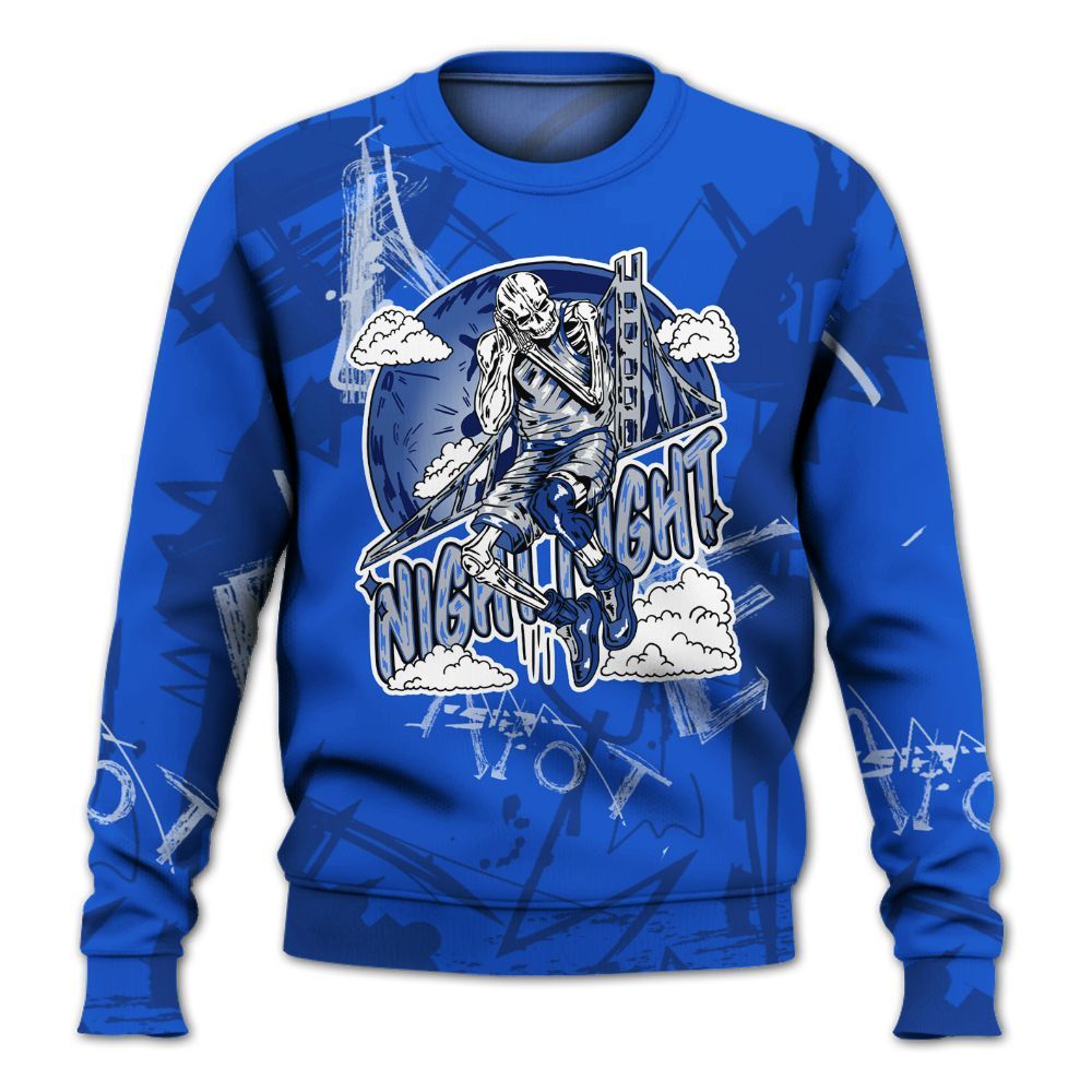 Sweatshirt To Match Air Foamposite One Royal - Seeya Skeleton Messyz All Over Print