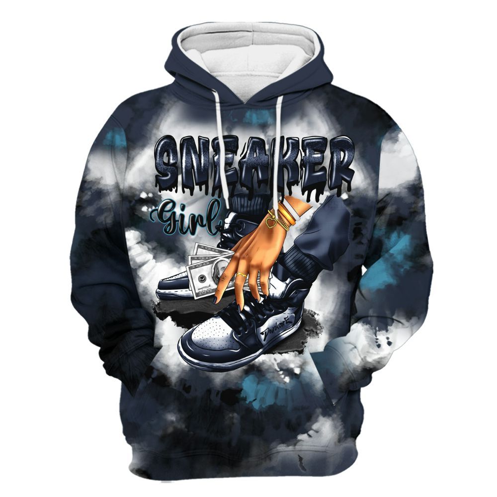 Hoodie To Match Retro Obsidian 13s - SNEAKER Girl Money Drip Tie Dye All Over Print