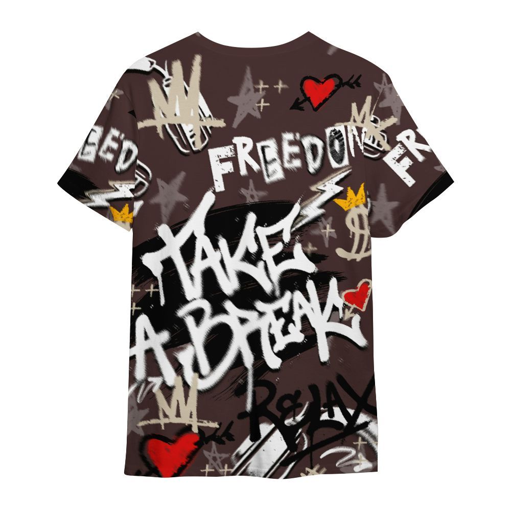 Shirt To Match Burgundy Crush 3s - Take Break Freedom Graffiti Streetwear All Over Print