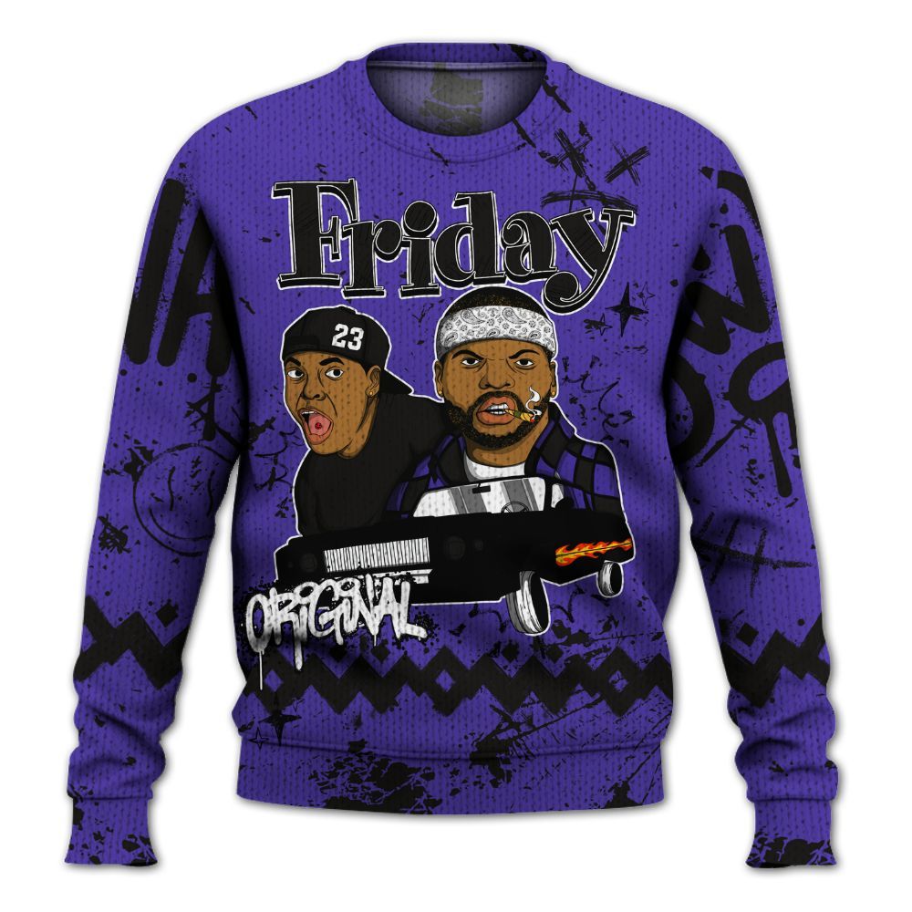 Knitted Sweater To Match Field Purple 12s - Friday Sneaker Crayon
