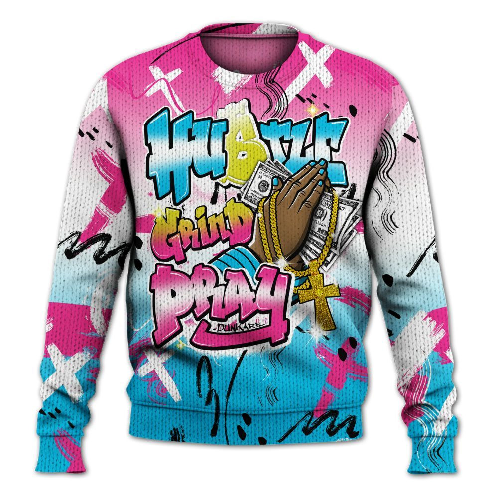 Knitted Sweater To Match Tokyo Nights Stewie 3s - Money Hustle Grind Pray