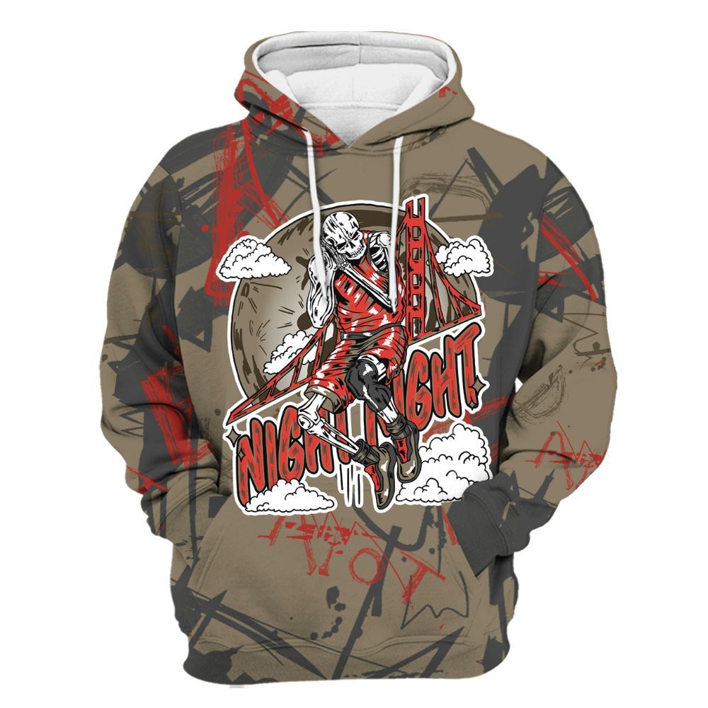 Hoodie To Match Olive 9s - Seeya Skeleton Messyz All Over Print