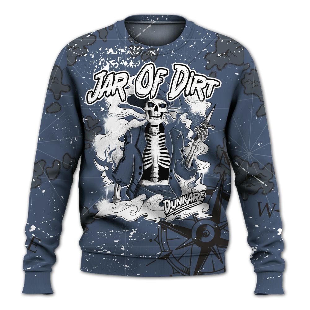 Sweatshirt To Match Low Diffused Blue 11s - Skeleton Jar Of Dirt Retro All Over Print