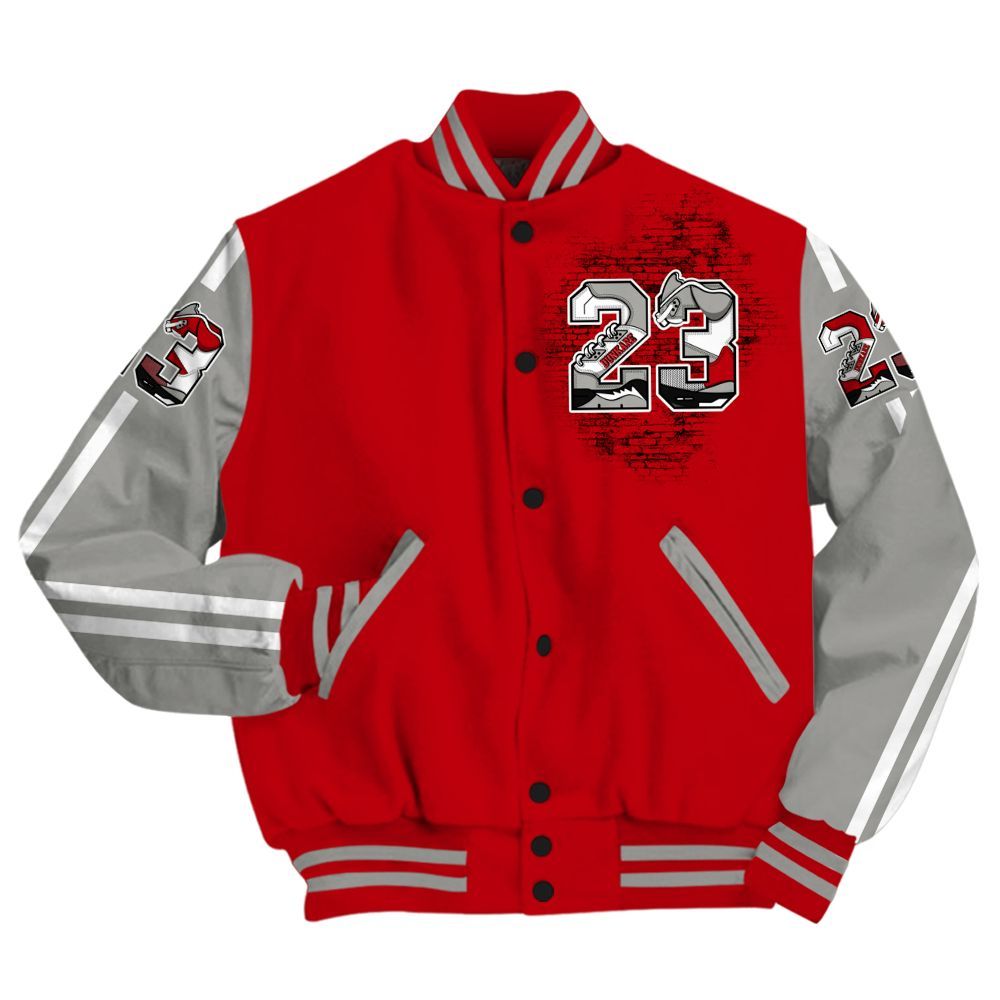 Varsity Jacket To Match Air Griffey Max Gray Reds 1s - Custom Name Number 23 5s All Over Print