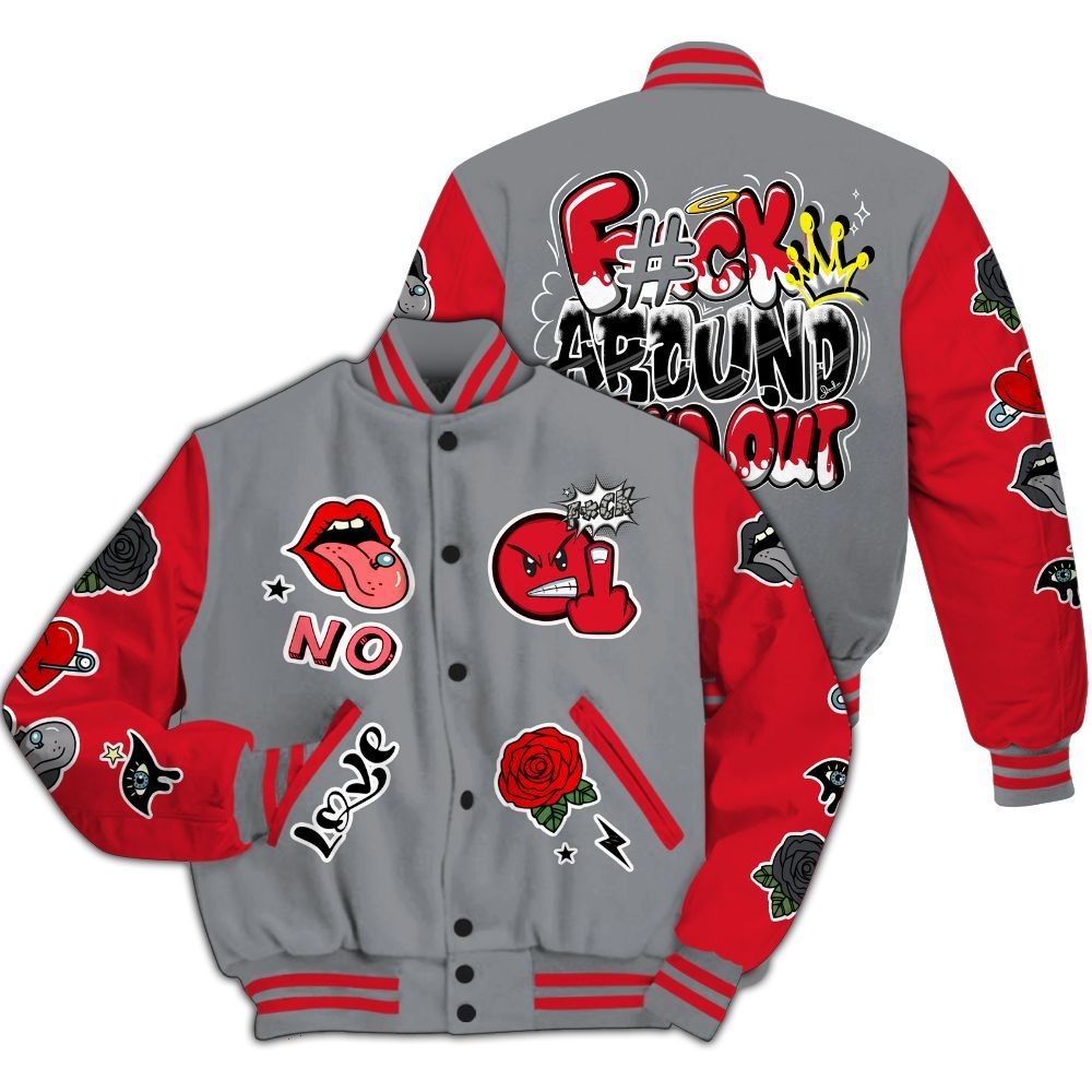 Varsity Jacket To Match Black Cement 3s - FK Around Find Out All Over Print