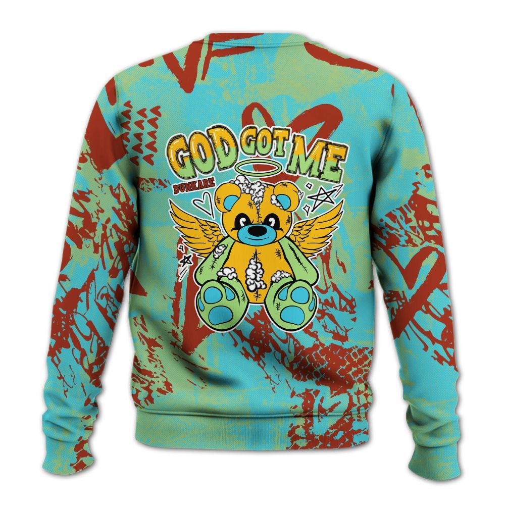 Sweatshirt To Match SB Dunk Di'Orr Greenwood - Gods Guides Me Bear Heart Grunge All Over Print