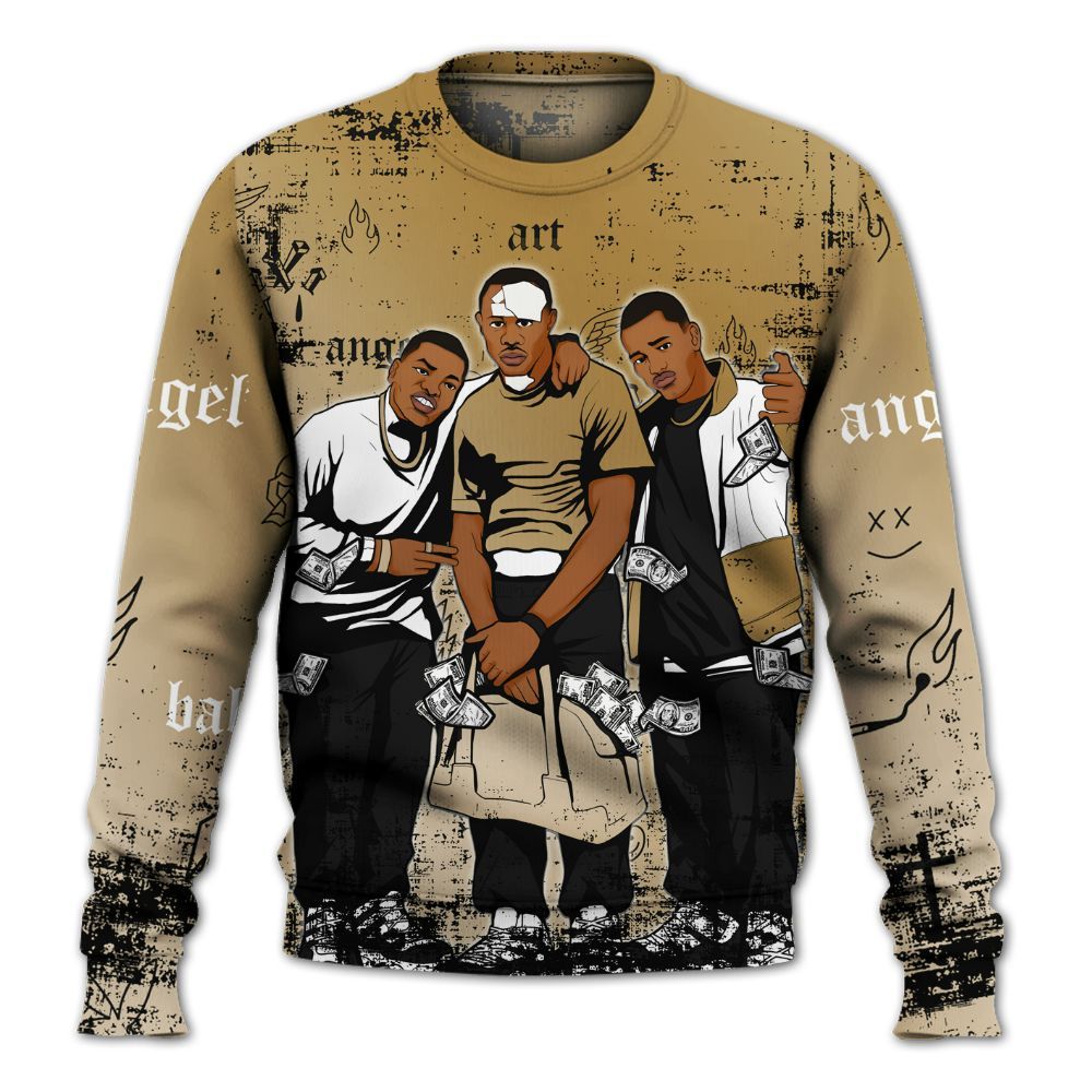 Sweatshirt To Match Max 96 Low Black White Gold - Paid In Full Money All Over Print